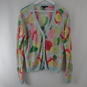 Boden Cardigan Sweater Floral Light Linen Size 10